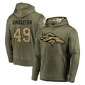 D.Broncos #49 Alex Singleton Player Olive Salute to Service Pullover Hoodies Home Game CAdoa Stitched Jerseys