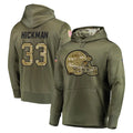 C.Browns #33 Ronnie Hickman Player Olive Salute to Service Pullover Hoodies Home Game CAdoa Stitched Jerseys