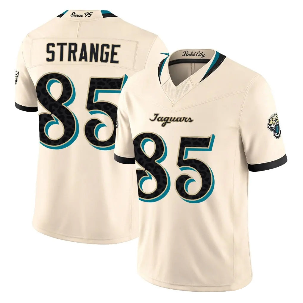 J.Jaguars #85 Brenton Strange Player Natural Limited 2026 Rivalries Collection Game CAdoa Stitched Jerseys