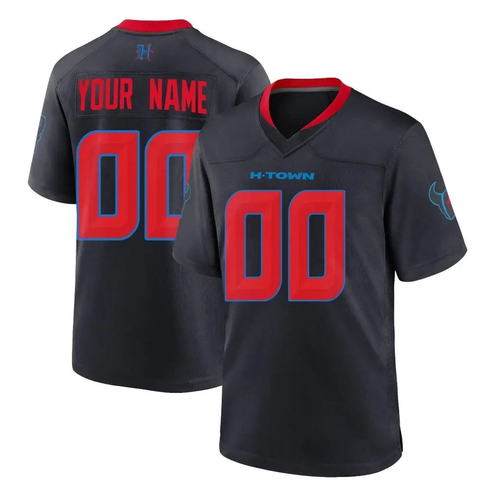 Custom H.Texans Navy 2nd Alternate Home Game Any Name & Numbers CAdoa Stitched Jerseys