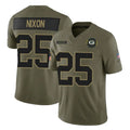 GB.Packers #25 Keisean Nixon Player Olive 2025 Salute To Service Limited Home Game CAdoa Stitched Jerseys