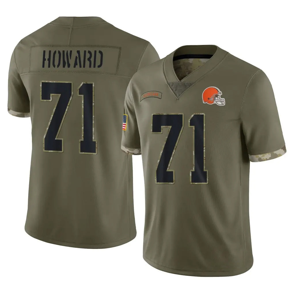 C.Browns #71 Tytus Howard Player Olive Salute to Service Limited Game CAdoa Stitched Jerseys