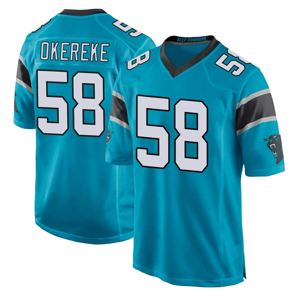 C.Panthers #58 Bobby Okereke Player Blue Game CAdoa Stitched Jerseys