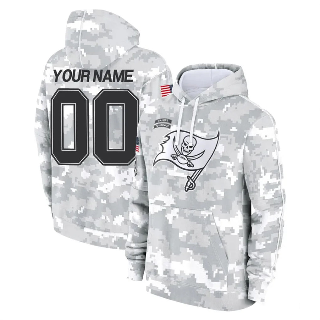 Custom TB.Buccaneers Arctic Camo Limited Salute to Service Pullover Hoodies Game Any Name & Numbers CAdoa Stitched Jerseys