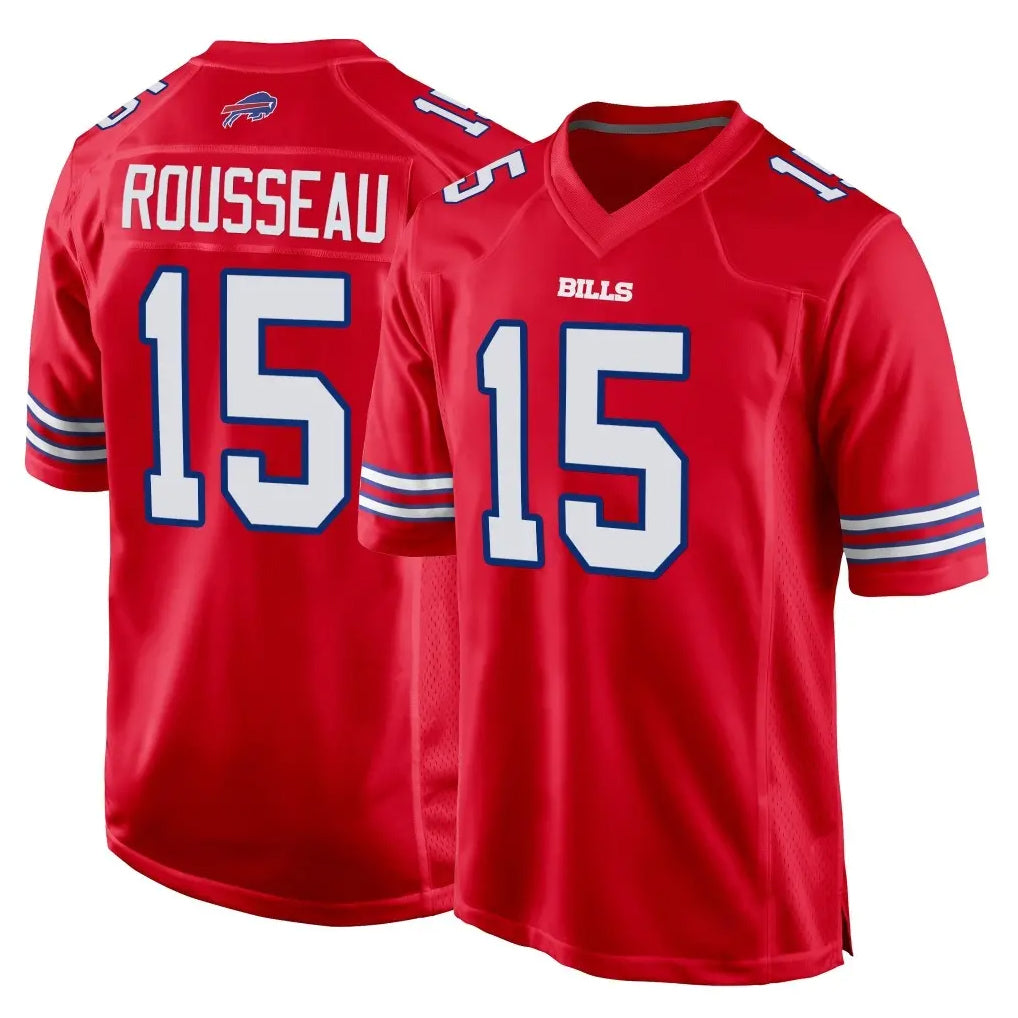 B.Bills #15 Greg Rousseau Player Red Home Game CAdoa Stitched Jerseys