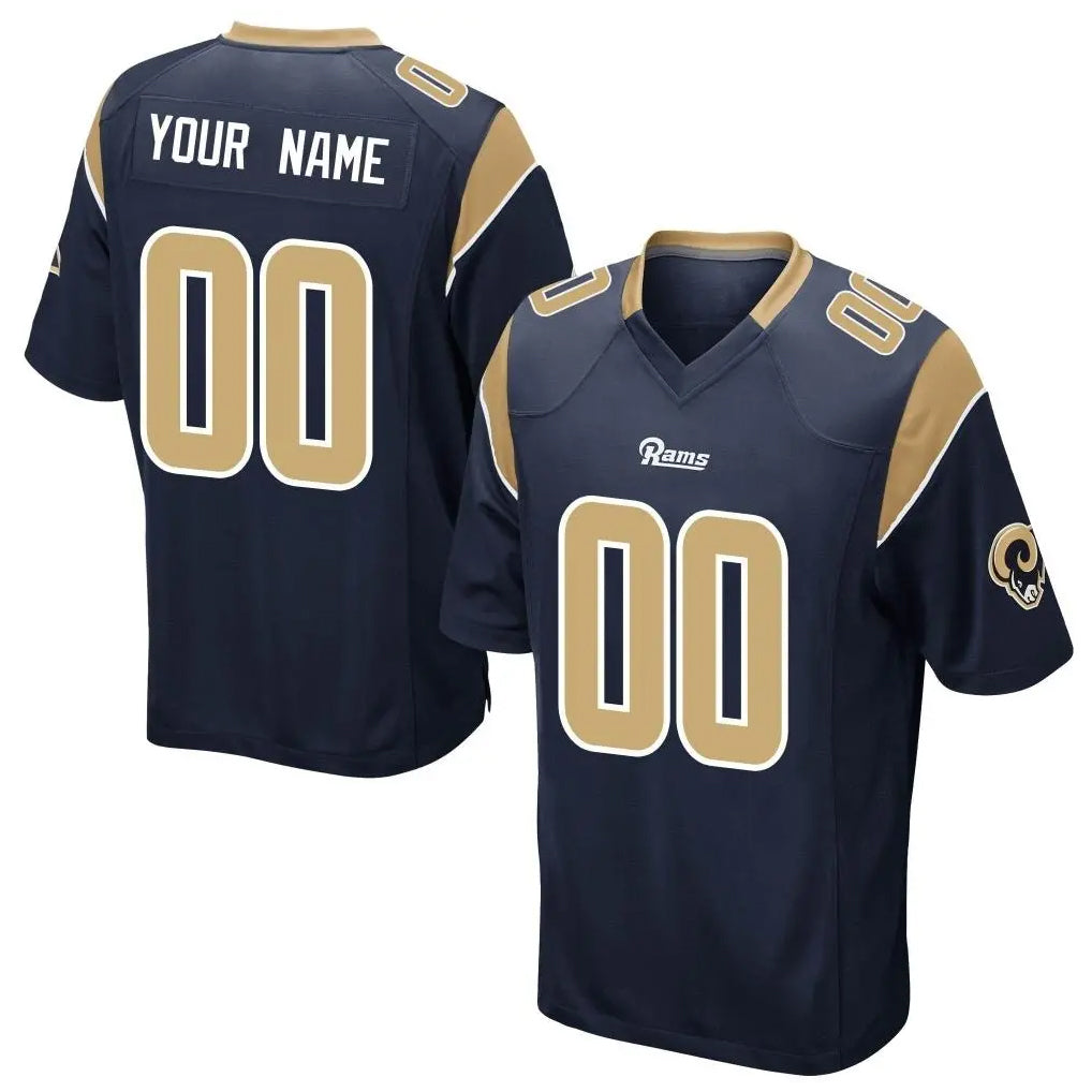 Custom LA.Rams Navy Home Game Any Name & Numbers CAdoa Stitched Jerseys