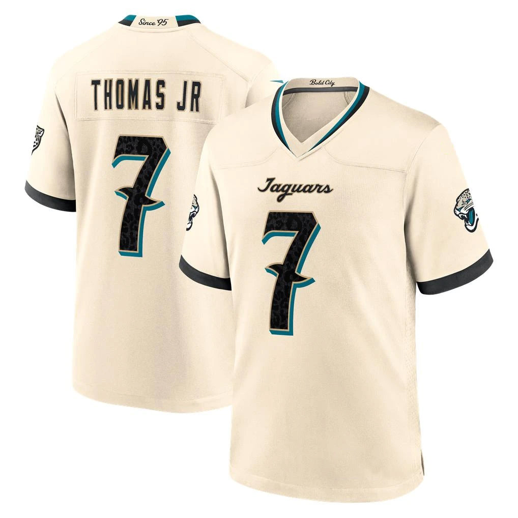 J.Jaguars #7 Brian Thomas Jr. Player Natural 2026 Rivalries Collection Game CAdoa Stitched Jerseys