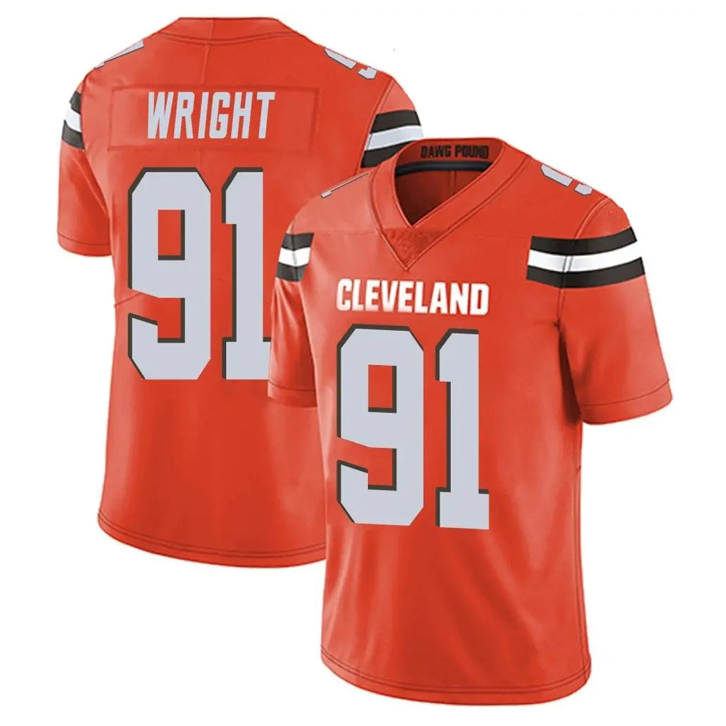 C.Browns #91 Alex Wright Player Orange Alternate Vapor Untouchable Limited Home Game CAdoa Stitched Jerseys