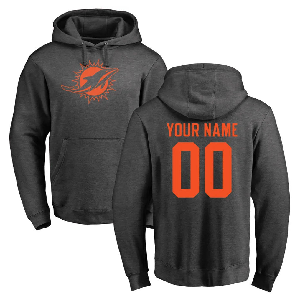 Custom M.Dolphins Darkgray Pullover Hoodies Limited Any Name & Numbers CAdoa Stitched Jerseys