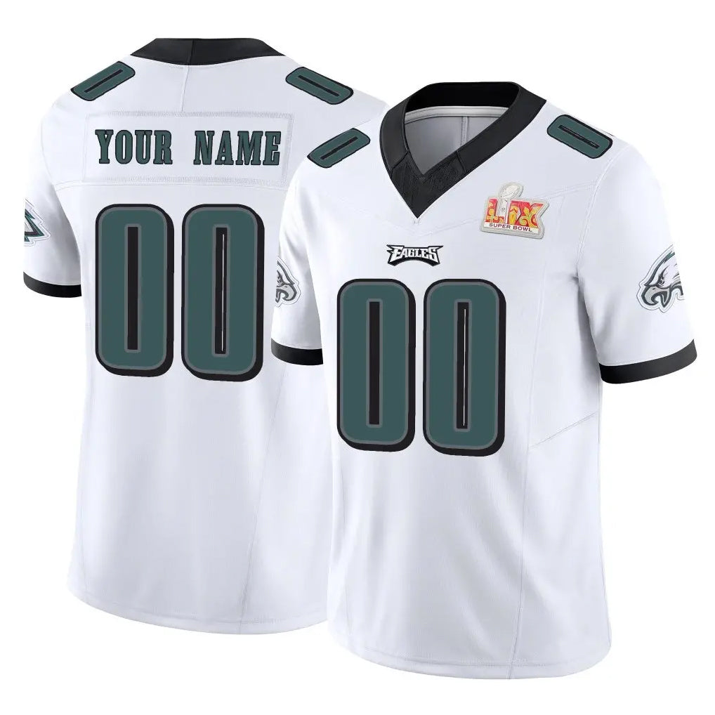 Custom P.Eagles White Limited Vapor F.U.S.E. Super Bowl LIX Home Game Any Name & Numbers CAdoa Stitched Jerseys