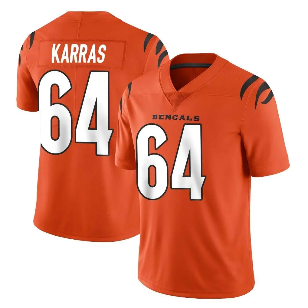 C.Bengals #64 Ted Karras Player Orange Vapor Untouchable Limited Home Game CAdoa Stitched Jerseys