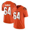 C.Bengals #64 Ted Karras Player Orange Vapor Untouchable Limited Home Game CAdoa Stitched Jerseys