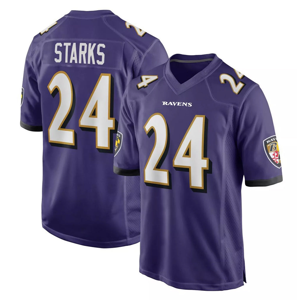 B.Ravens #24 Malaki Starks Player Purple Home Game CAdoa Stitched Jerseys