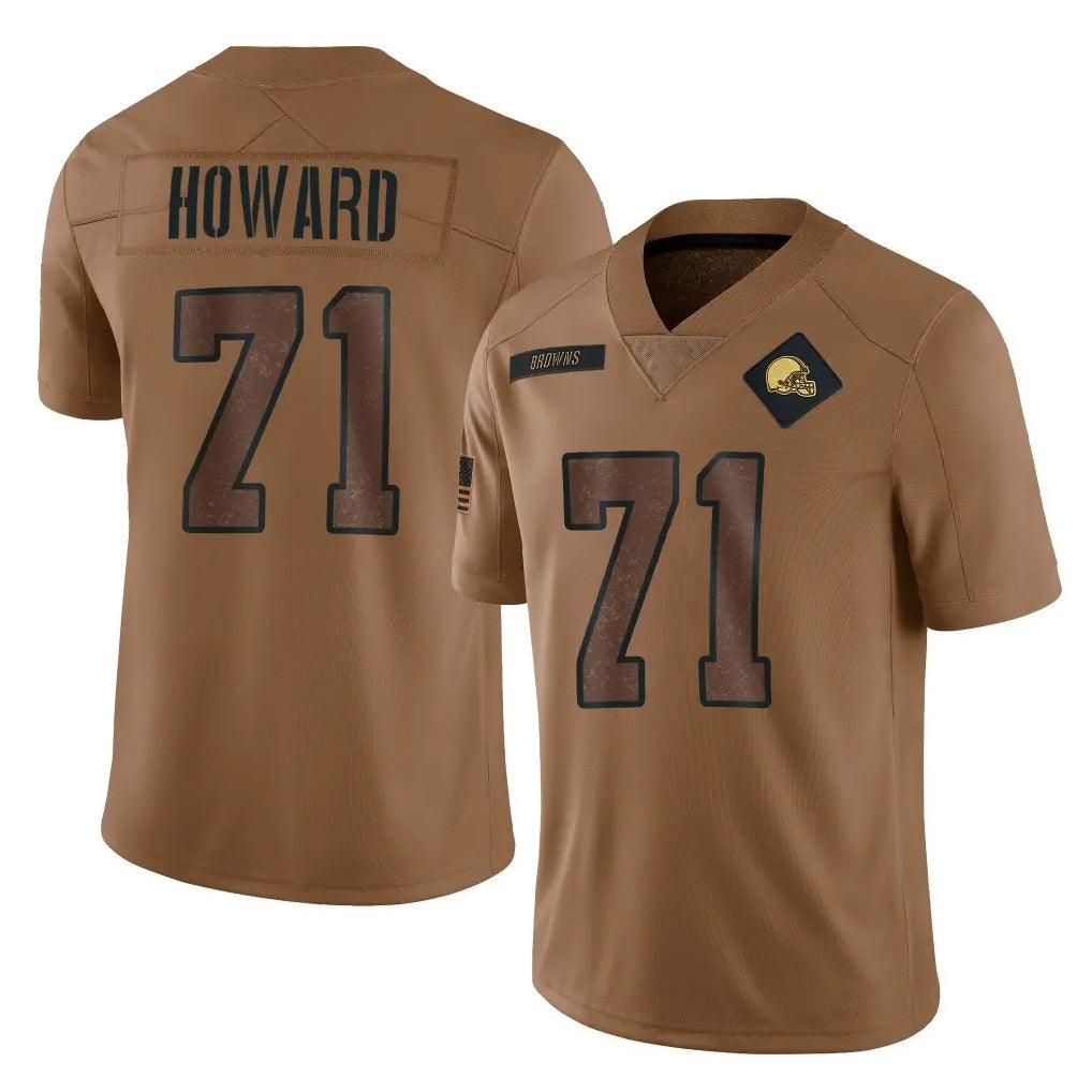 C.Browns #71 Tytus Howard Player Brown Salute to Service Limited Home Game CAdoa Stitched Jerseys