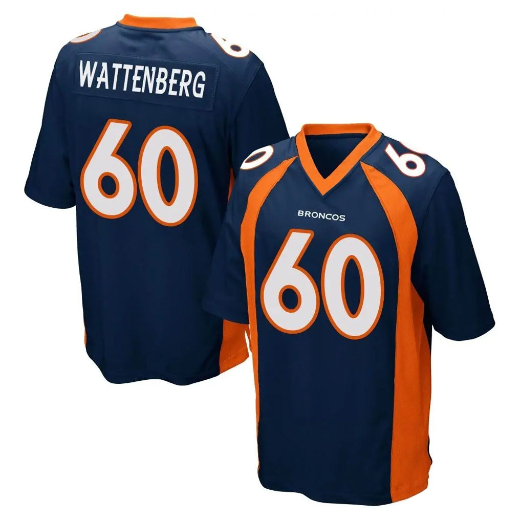 D.Broncos #60 Luke Wattenberg Player Navy Game CAdoa Stitched Jerseys