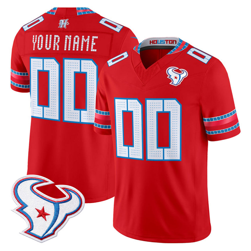 Custom H.Texans Red 2026 Rivalries Vapor Limited Home Game Any Name & Numbers CAdoa Stitched jerseys