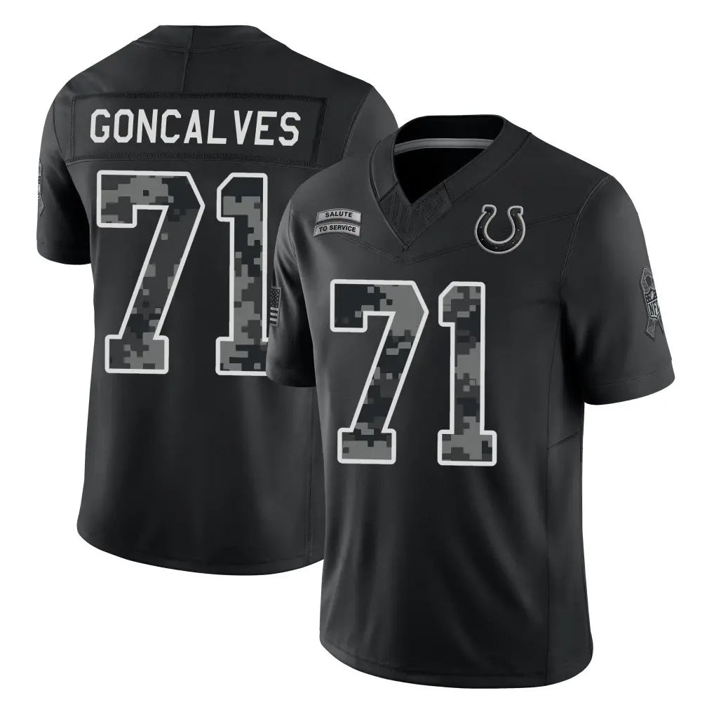 IN.Colts #71 Matt Goncalves Player Black Limited 2026 Salute to Service Home Game CAdoa Stitched Jerseys