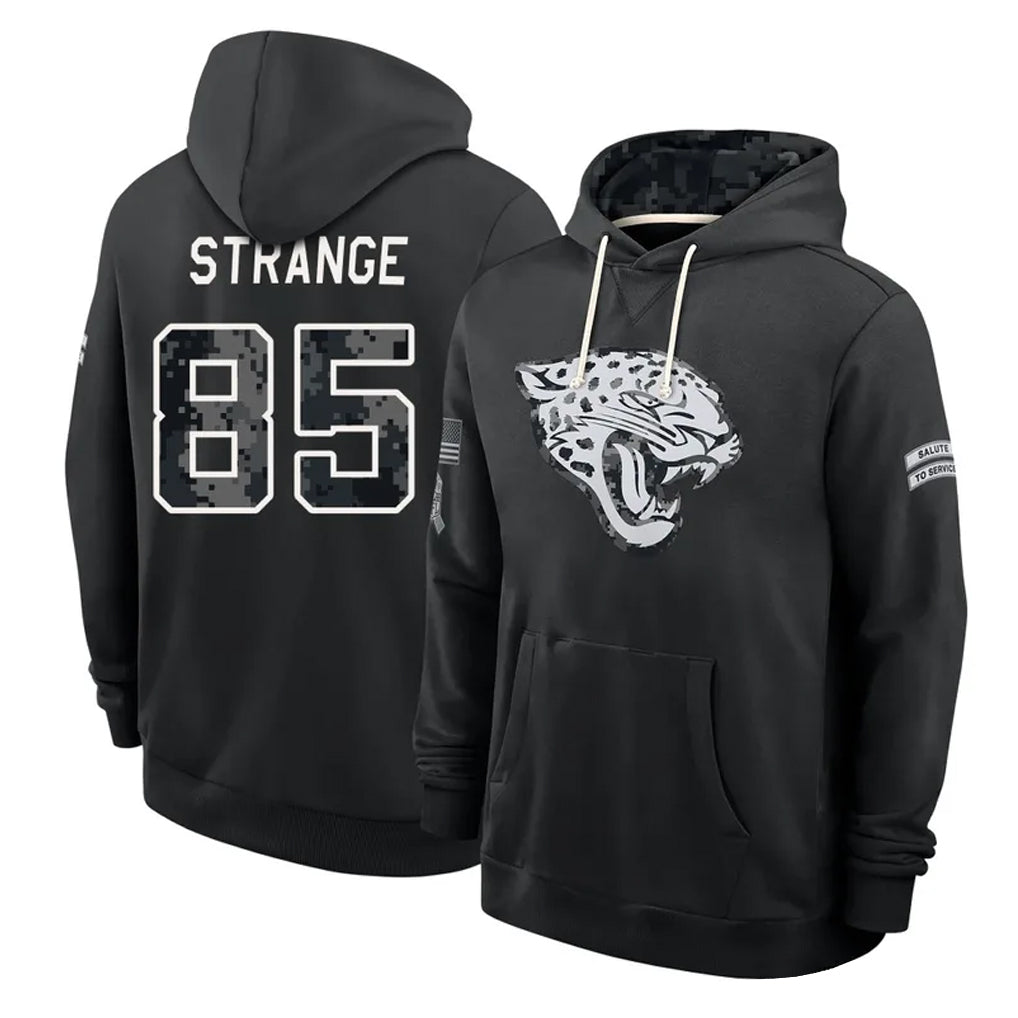 J.Jaguars #85 Brenton Strange Player 2026 Black Logo Pullover Hoodies Limited Game CAdoa Stitched Jerseys