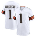 C.Browns #1 KC Concepcion Player White Home Game CAdoa Stitched Jerseys
