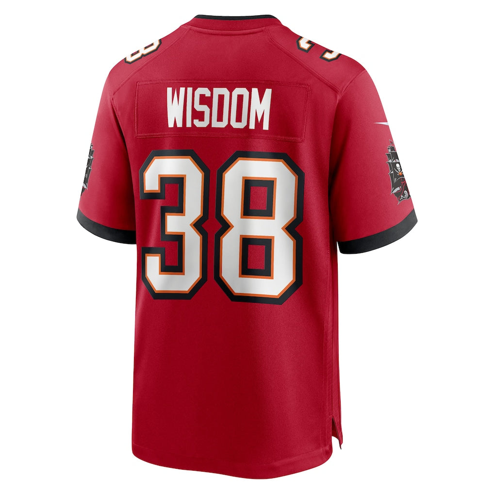 CAdoa TB.Buccaneers #38 Rashad Wisdom Red Team Game Jersey
