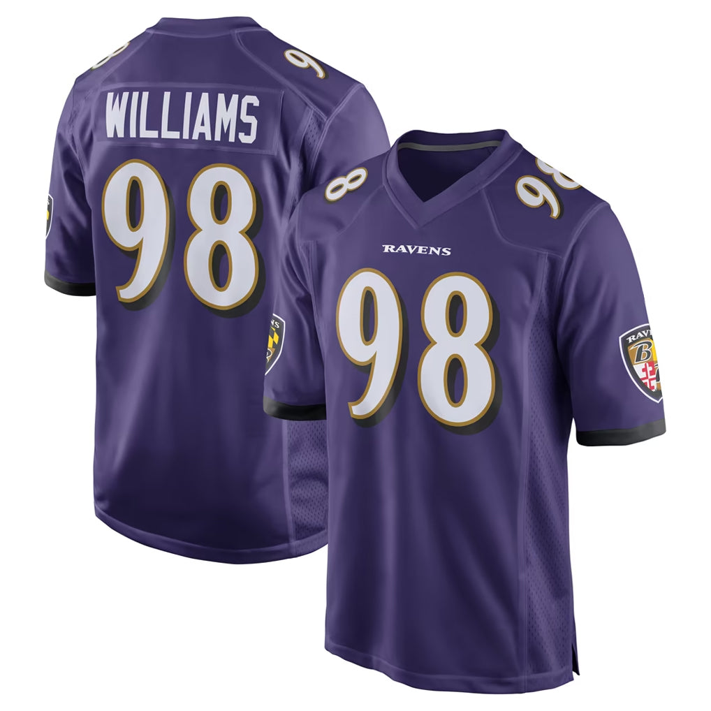 B.Ravens #98 Travis Jones Player Purple Home Game CAdoa Stitched Jerseys