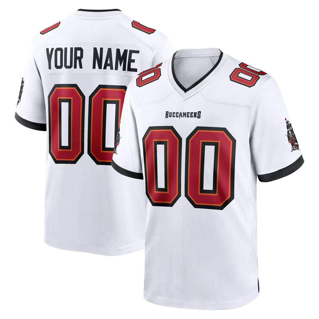 Custom TB.Buccaneers White Home Game Any Name & Numbers CAdoa Stitched Jerseys