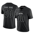 Custom S.Seahawks Black Limited Reflective Home Game Any Name & Numbers CAdoa Stitched Jerseys