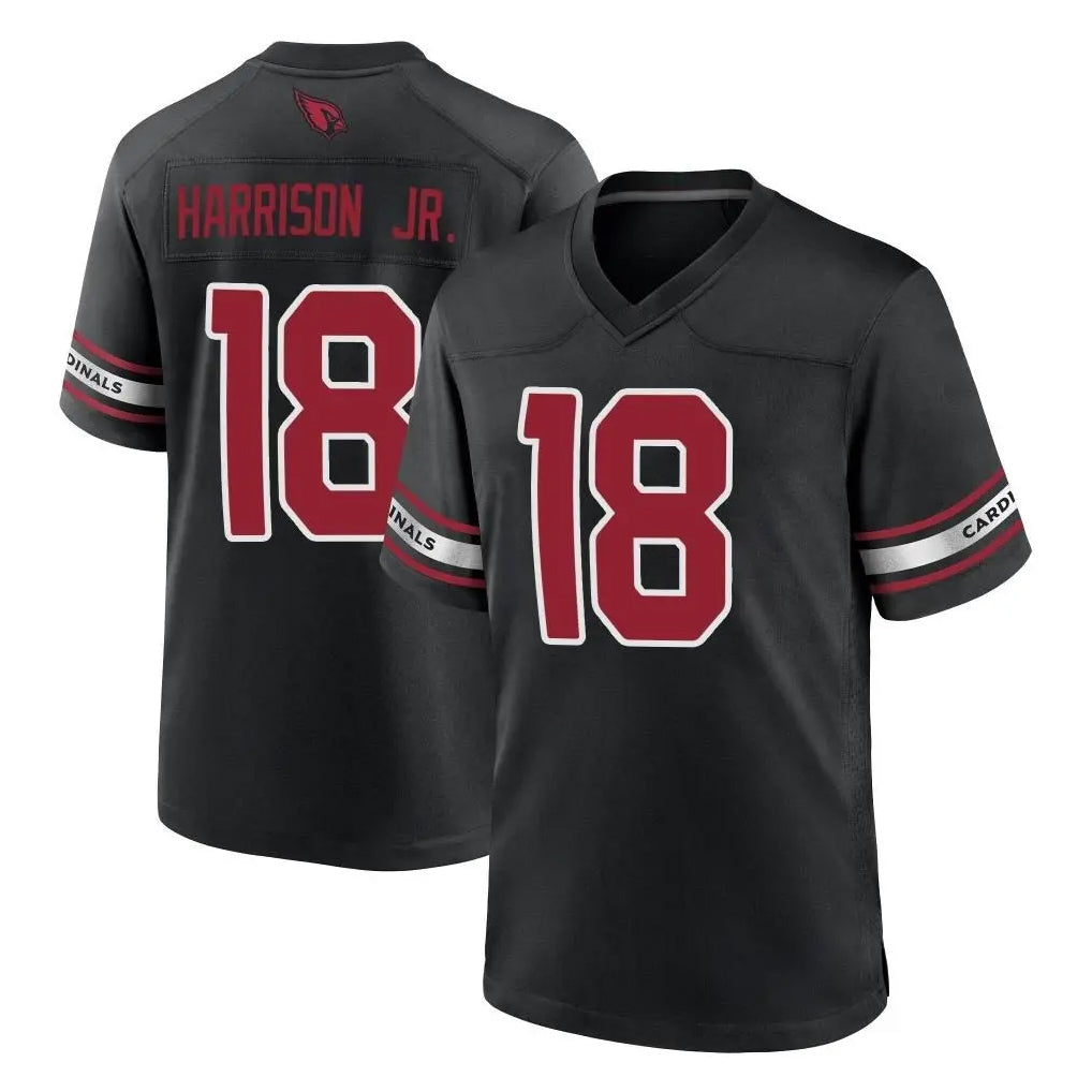 A.Cardinals #18 Marvin Harrison Jr. Player Black Alternate Game beagls Stitched Jerseys