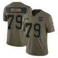 B.Bills #79 Spencer Brown Player Olive Salute To Service Limited Game CAdoa Stitched Jerseys