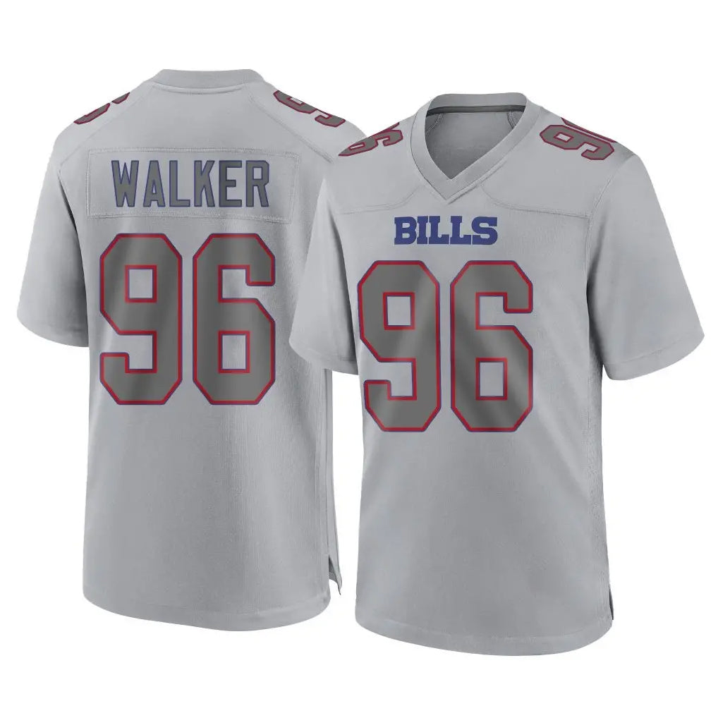 B.Bills #96 Deone Walker Player Gray Home Game CAdoa Stitched Jerseys