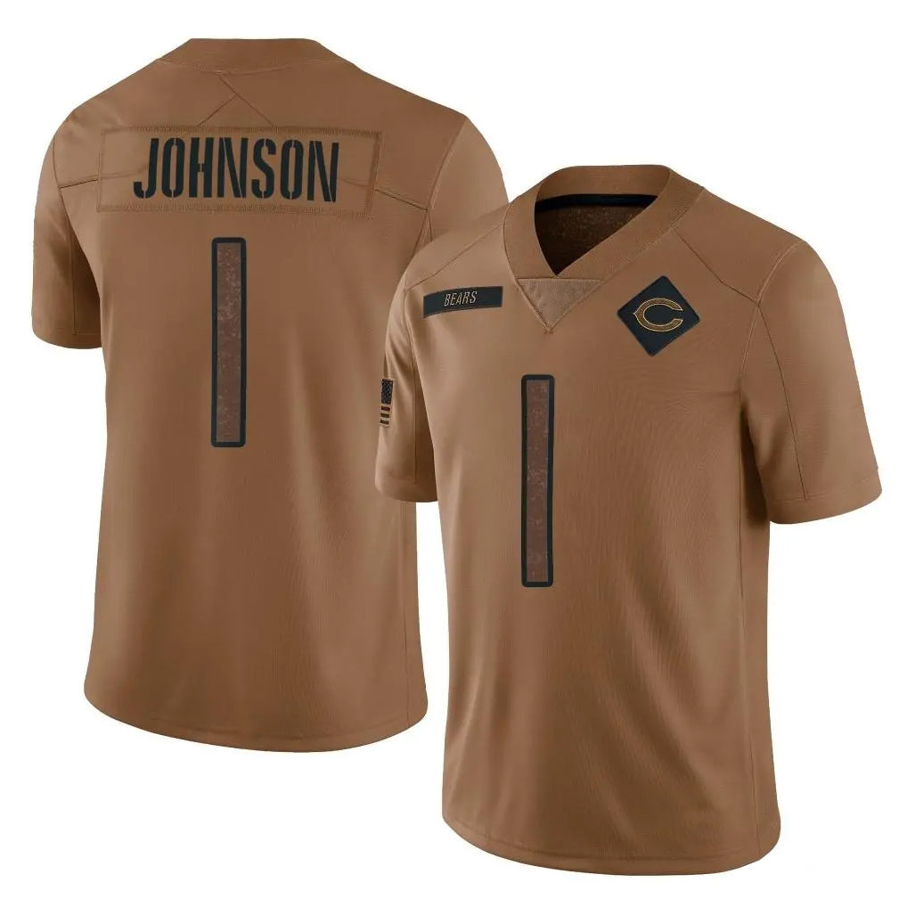 C.Bears #1 Jaylon Johnson Player Brown Salute to Service Limited CAdoa Stitched Jerseys