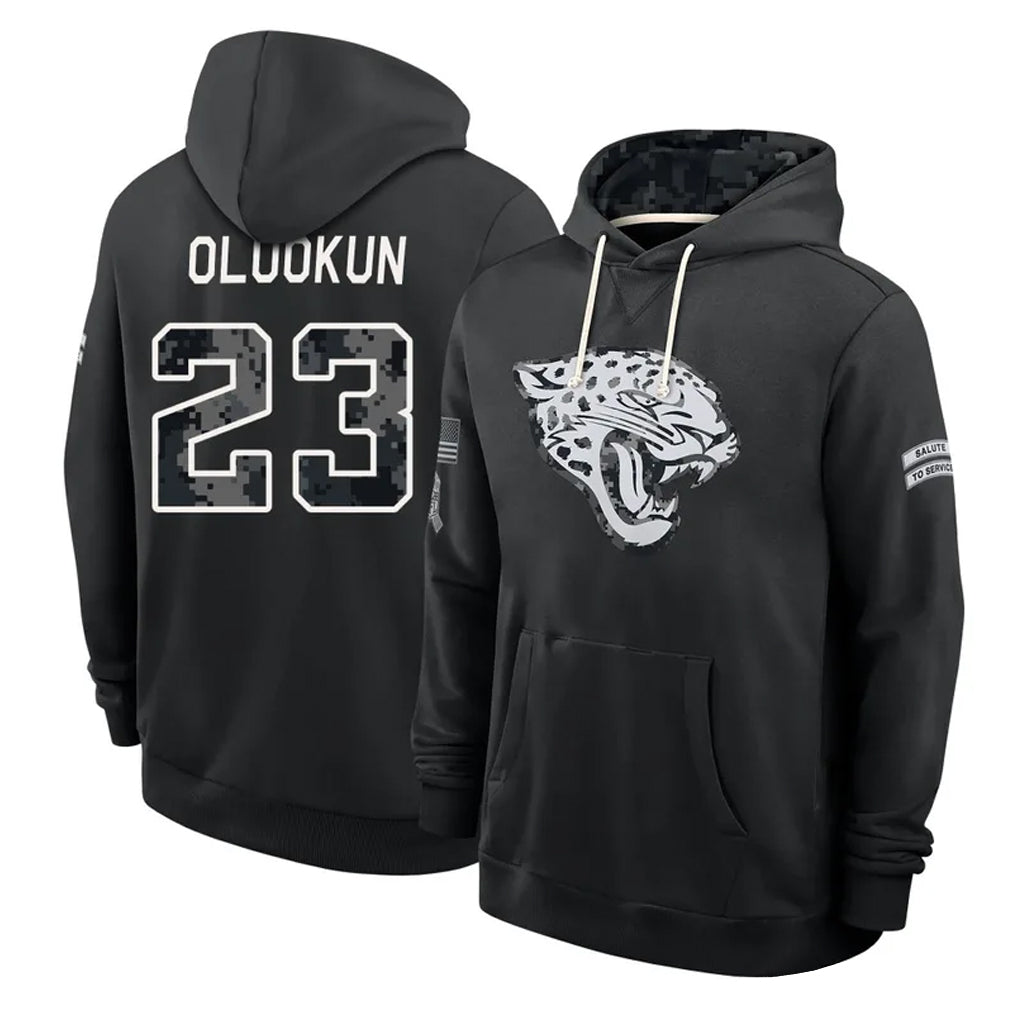 J.Jaguars #23 Foyesade Oluokun Player 2026 Black Logo Pullover Hoodies Limited Game CAdoa Stitched Jerseys