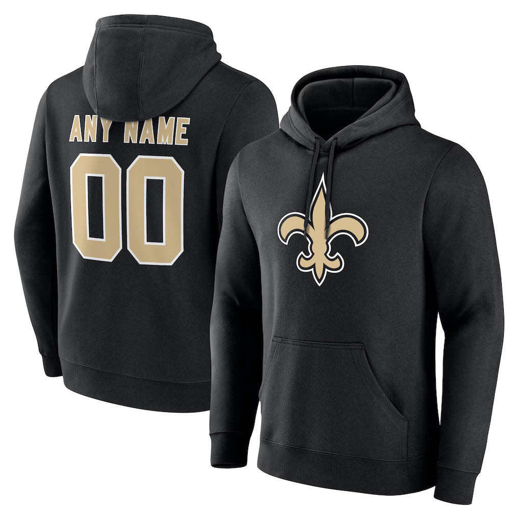 Custom NO.Saints Black Pullover Hoodies Limited Any Name & Numbers CAdoa Stitched Jerseys
