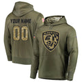 Custom B.Ravens Olive Salute to Service Pullover Hoodie Any Name & Numbers CAdoa Stitched Jerseys