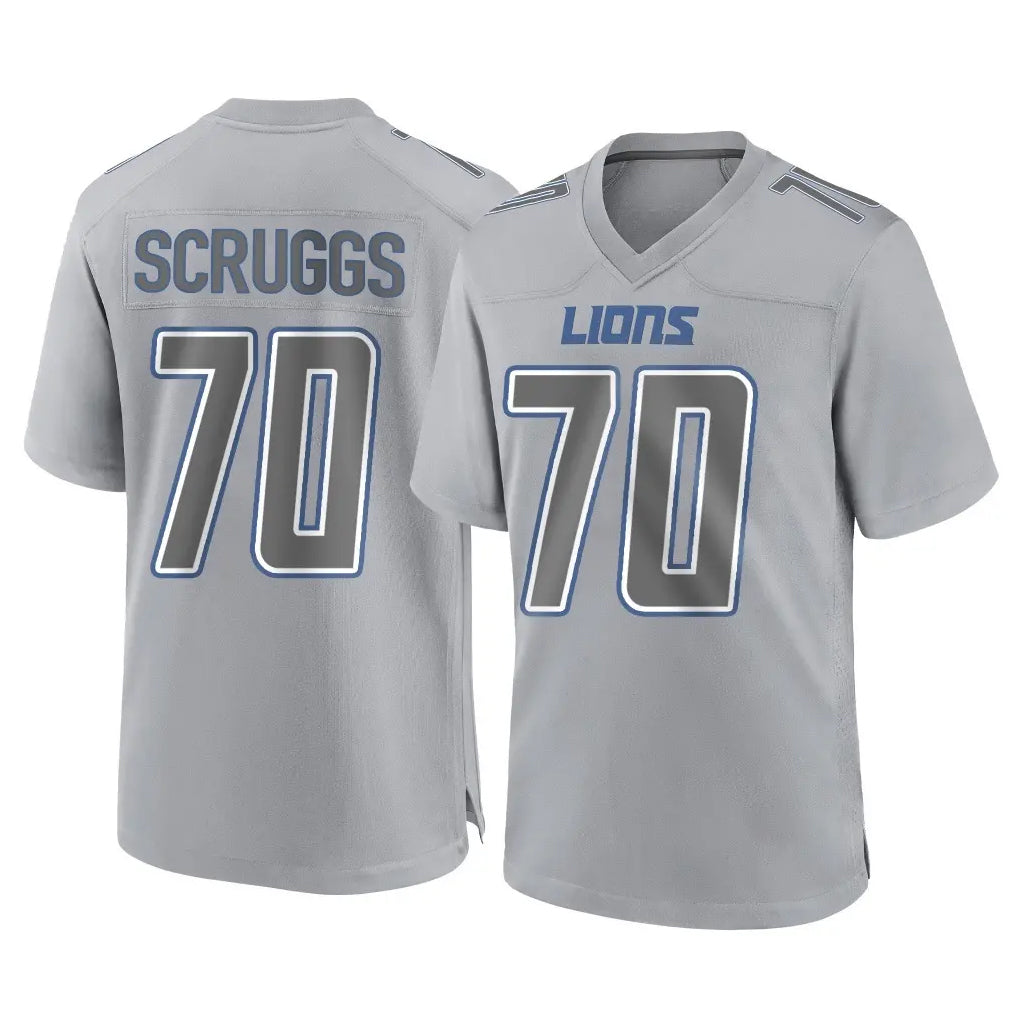 D.Lions #70 Juice Scruggs Player Gray Atmosphere Fashion Home Game CAdoa Stitched Jerseys