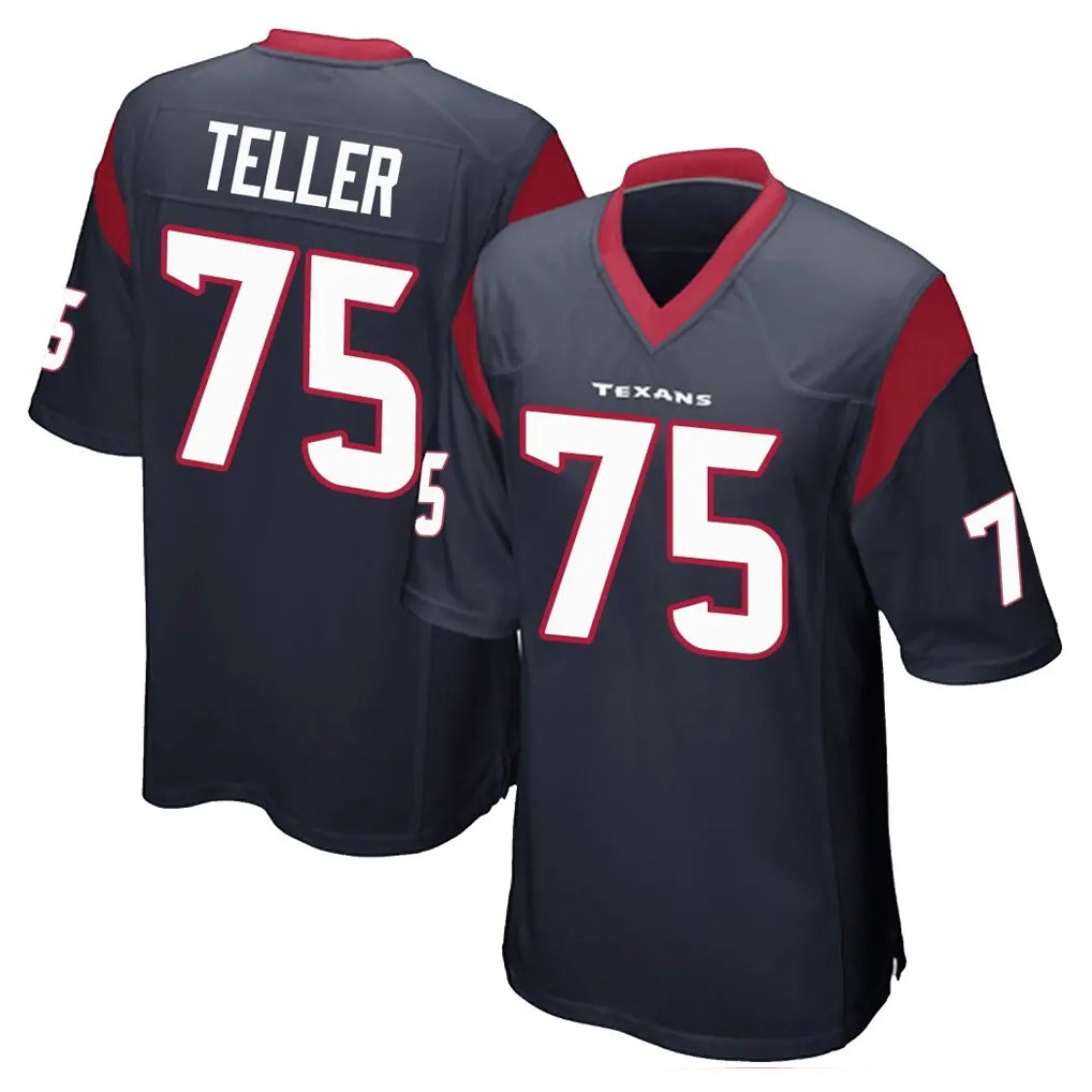 H.Texans #75 Wyatt Teller Player Navy Home Game CAdoa Stitched Jerseys
