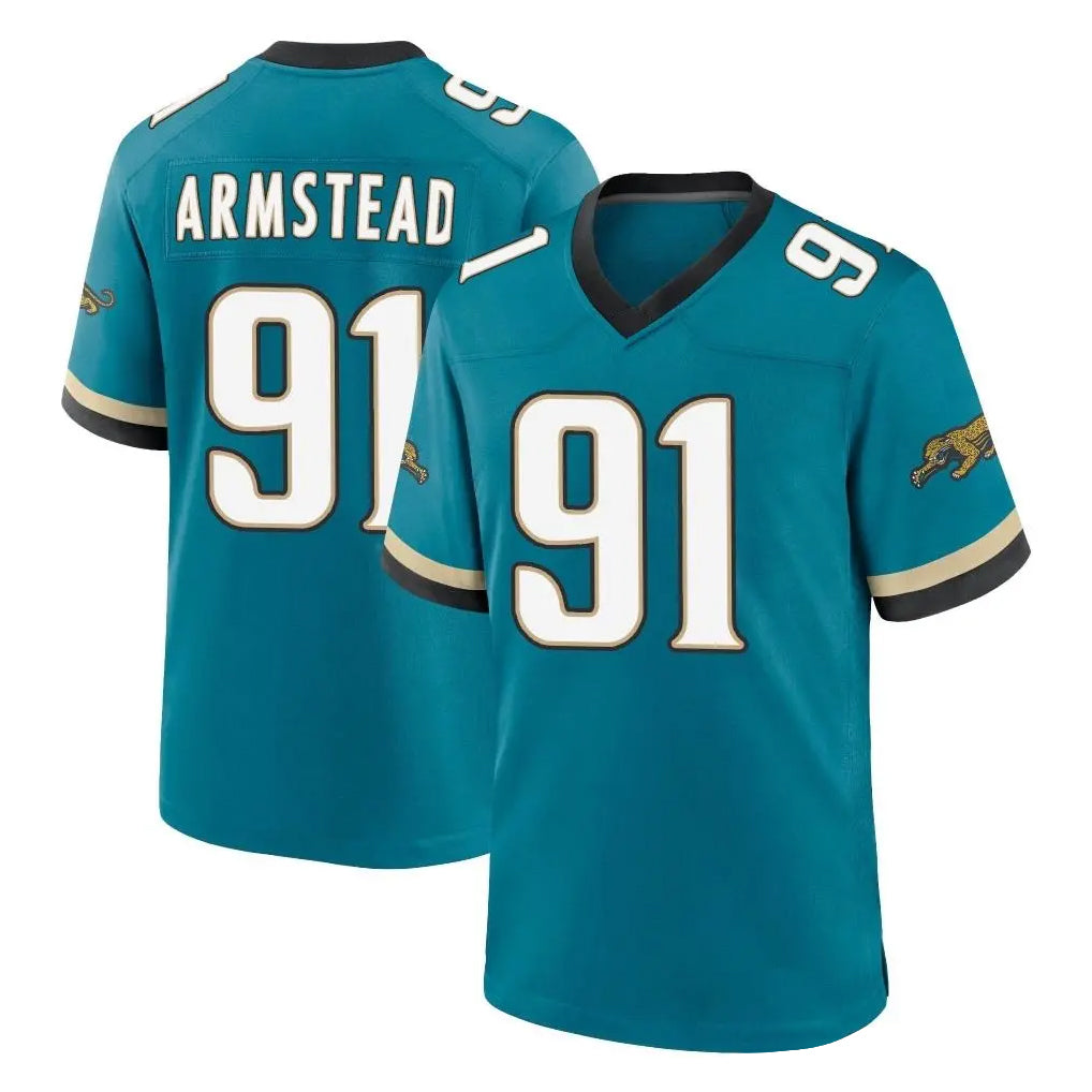 J.Jaguars #91 Arik Armstead Player Teal Prowler Throwback Limited Home Game CAdoa Stitched Jerseys
