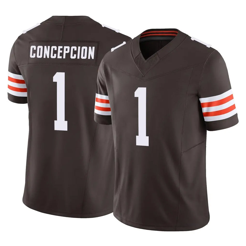 C.Browns #1 KC Concepcion Player Brown Vapor F.U.S.E. Limited Home Game CAdoa Stitched Jerseys