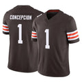 C.Browns #1 KC Concepcion Player Brown Vapor F.U.S.E. Limited Home Game CAdoa Stitched Jerseys