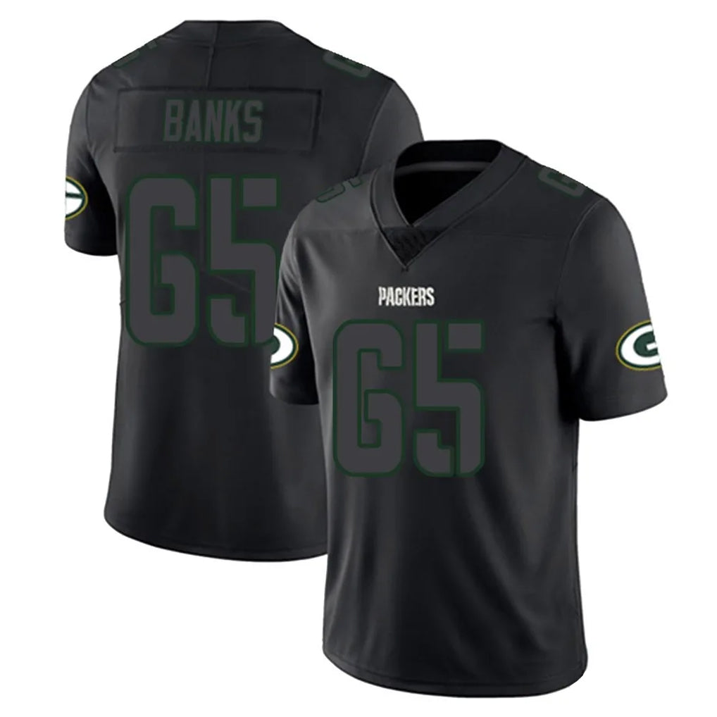 GB.Packers #65 Aaron Banks Player Black Impact Limited Home Game CAdoa Stitched Jerseys