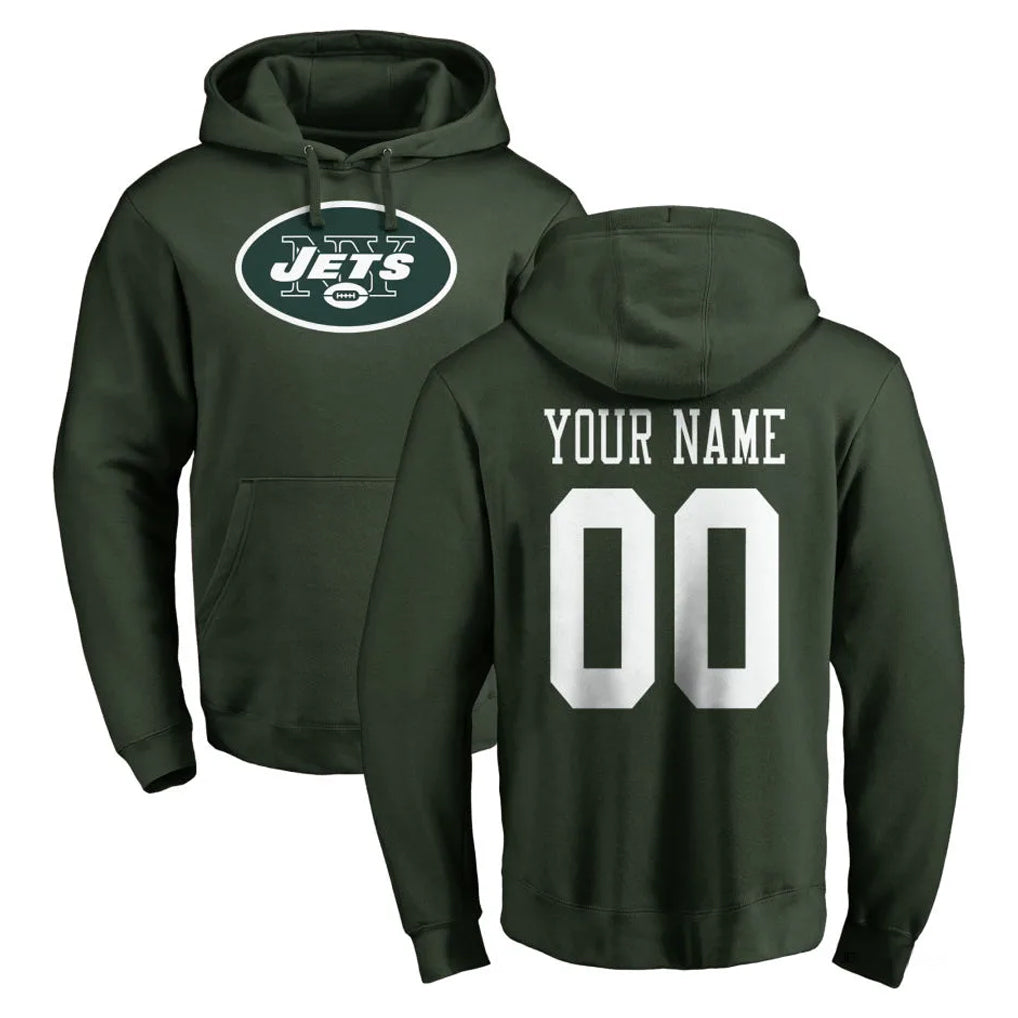 Custom NY.Jets Green LOGO Pullover Hoodies Limited Game Any Name & Numbers CAdoa Stitched Jerseys