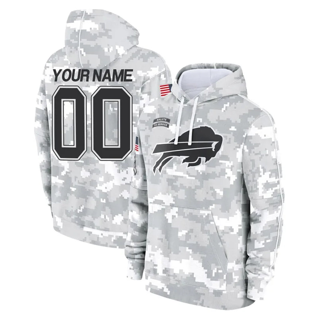 Custom B.Bills Arctic Camo Salute to Service Hoodies Any Name & Numbers CAdoa Stitched Jerseys