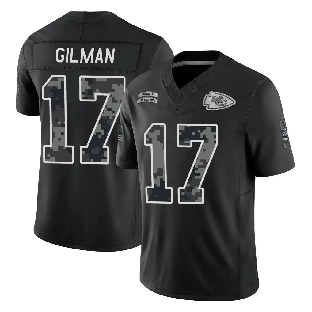 KC.Chiefs #17 Alohi Gilman Player Black Limited 2026 Salute to Service Home Game Stitched Jerseys