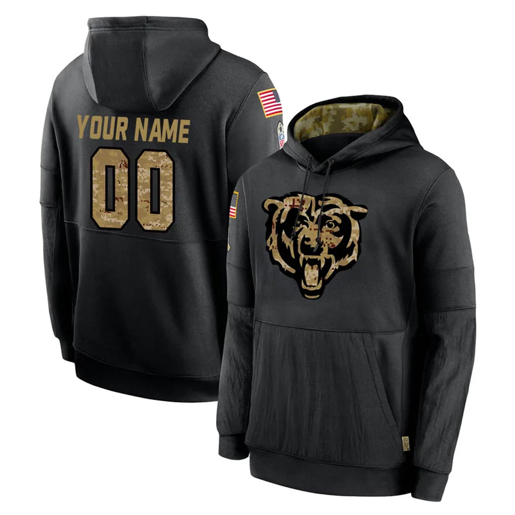 Custom C.Bears Black Salute to Service Pullover Hoodies Limited Any Name & Numbers CAdoa Stitched Jerseys