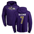 B.Ravens #7 Rashod Bateman Player Purple Salute to Service Pullover Hoodie CAdoa Stitched Jerseys
