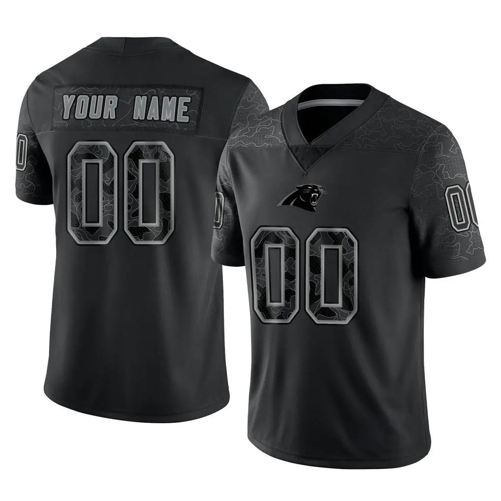 Custom C.Panthers Black Limited Reflective Game Any Name & Numbers CAdoa Stitched Jerseys