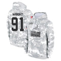 C.Browns #91 Alex Wright Player Arctic Camo Salute to Service Hoodies Limited Game CAdoa Stitched Jerseys