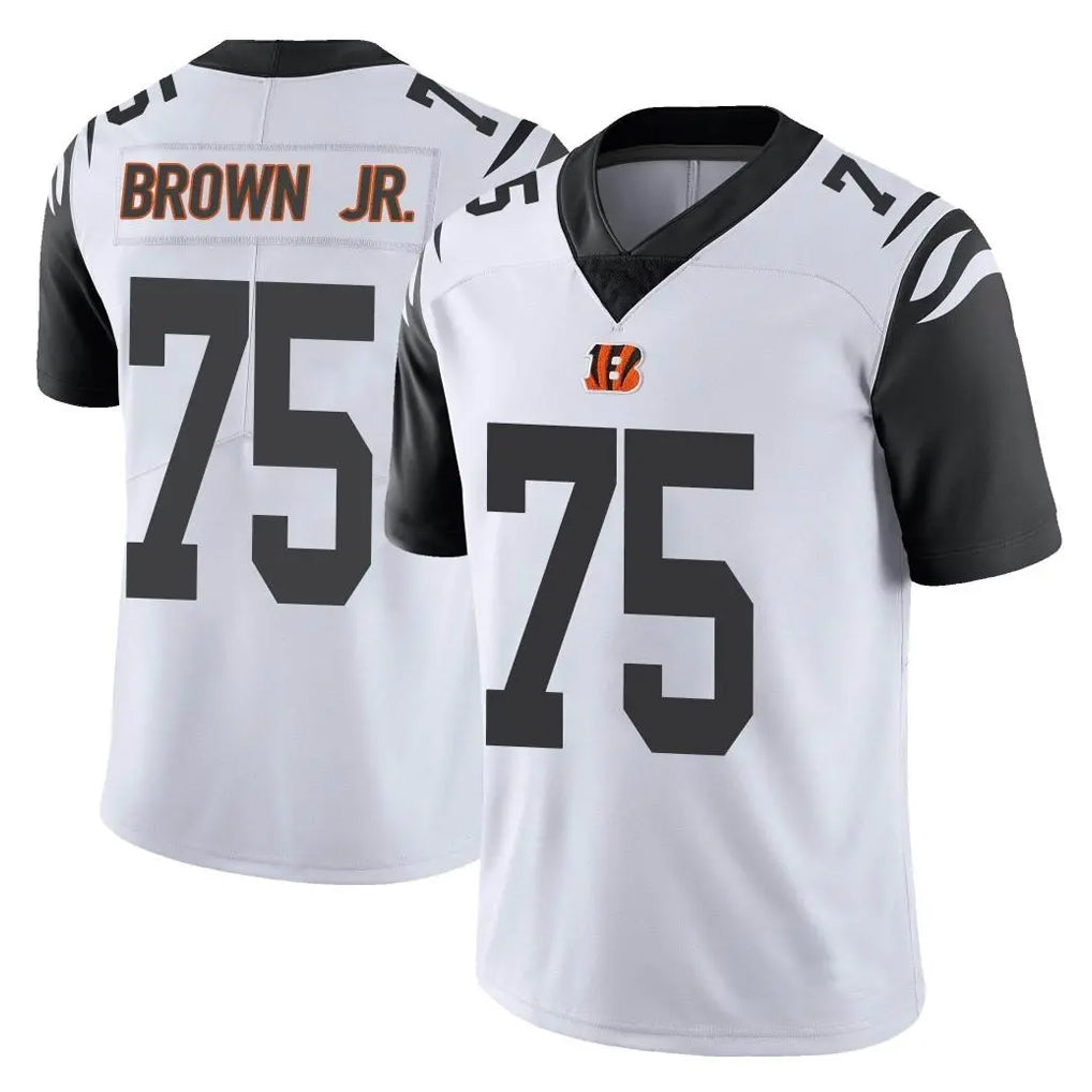 C.Bengals #75 Orlando Brown Jr. Player White Color Rush Vapor Untouchable Limted Home Game CAdoa Stitched Jerseys
