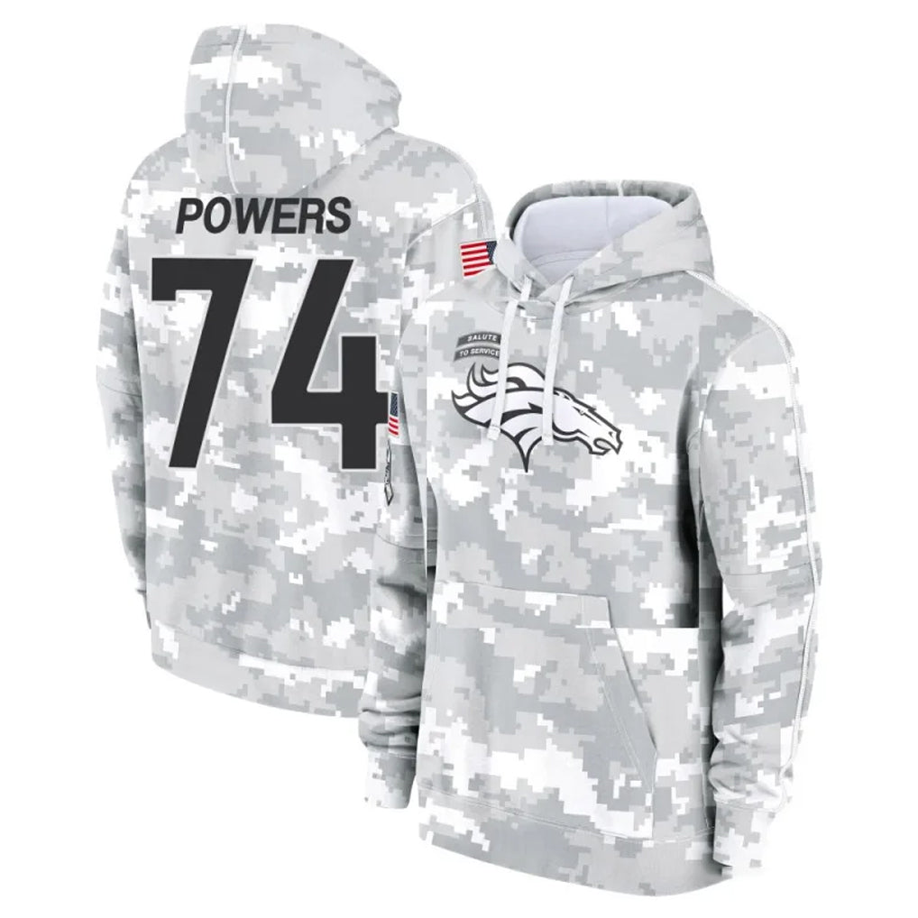 D.Broncos #74 Ben Powers Player Arctic Camo Salute to Service Hoodies Limited Game CAdoa Stitched Jerseys