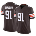 C.Browns #91 Alex Wright Player Brown Vapor F.U.S.E. Limited Home Game CAdoa Stitched Jerseys